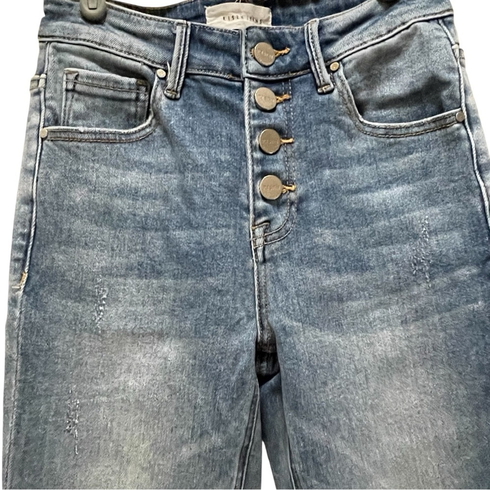 RISEN JEANS High Rise Denim Jeans with Button Fly Straight Leg - Picture 5 of 16
